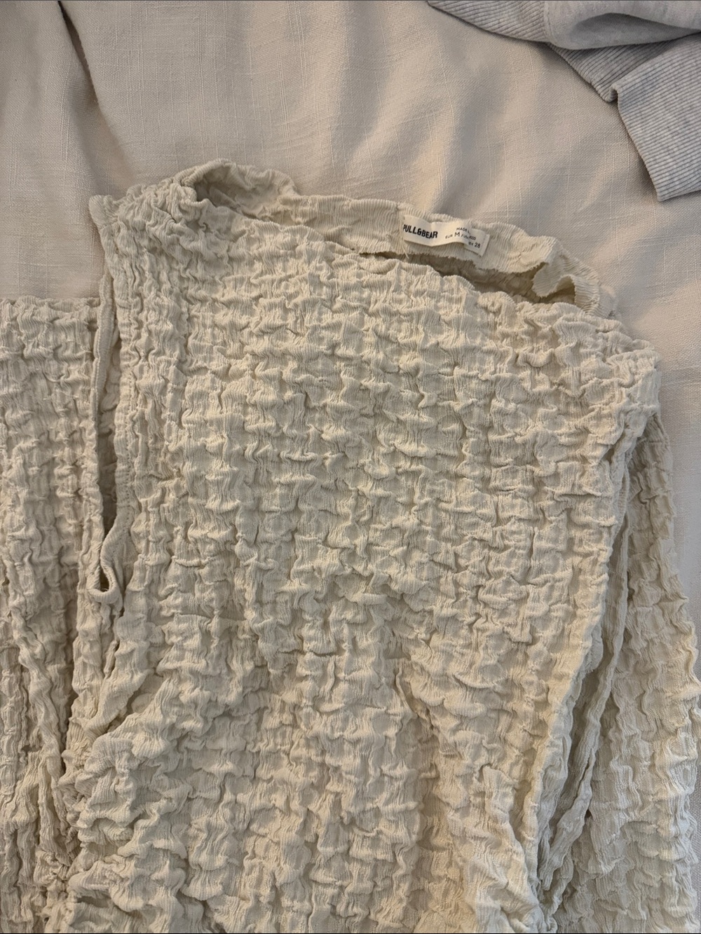 Cream Smocked Textured Maxi Dress
